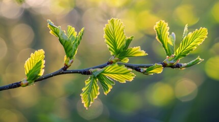 Sticker - Close-up of a branch with lush green foliage