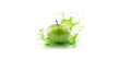 
Green apple with liquid splash isolated on white background