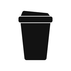 Wall Mural - Black coffee cup with lid icon. Beverage vector symbol PNG. Drink glyph sign. Disposable cup icon