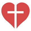 Two halves heart Catholic cross, cross symbol love God faith