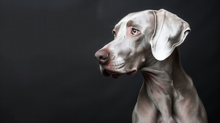 Poster - A Weimaraner in a noble pose, showcasing its sleek silver coat and intelligent expression