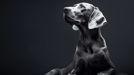 Poster - A Weimaraner in a noble pose, showcasing its sleek silver coat and intelligent expression