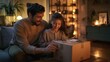 © victoriazarubina - A happy family enjoying a moment together as they open a package at home. Home Delivery