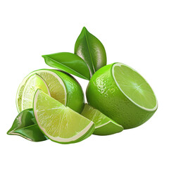 Two whole limes and a half with leaves