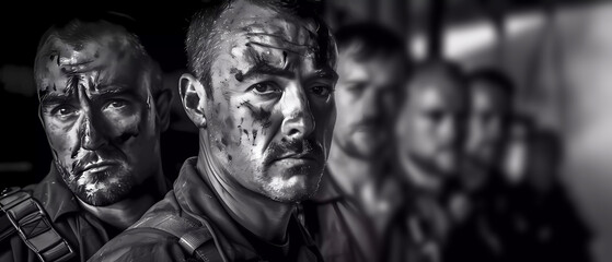  Team of firefighters portrait. Generative ai design concept art.