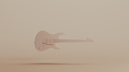 Wall Mural - Electric guitar musical instrument neutral backgrounds soft tones beige brown background 3d illustration render digital rendering