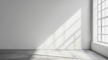 Wall Art Mockup, white wall, light and shadow blurry background, 3d render