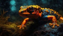 Macro Portrait Of A Beautiful Fire Salamander