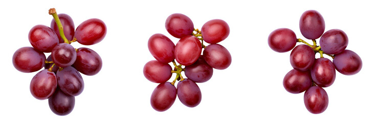 top view red grape fruit isolated on white background