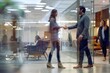 A young business man shaking hands with an attractive woman in the office