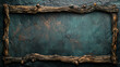Rustic driftwood framing a textured teal-coloured wall.