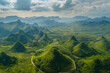 Aerial view of china landscape with mountains