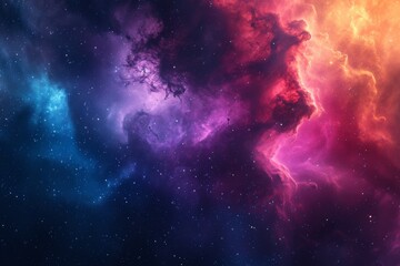 Wall Mural - A vibrant space filled with stars and clouds, creating a captivating and mesmerizing view, A splash of galaxy colors intermingled into cosmic clouds, AI Generated