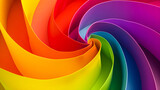 Fototapeta Sypialnia - Rainbow colored paper rolled into a spiral