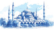 Hand drawn sketch of the world famous Blue mosque I