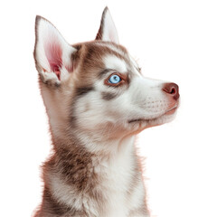 Wall Mural - Husky dog with piercing blue eyes looking up