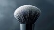 Artistic close-up showcasing a powder brush's soft bristles, poised to perfect makeup with a whisper of elegance