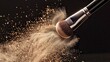Close-up of a powder brush against a soft backdrop, bristles dusted with powder, showcasing even coverage techniques
