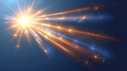Aufkleber - Light flare effect. Sunrays isolated on transparent background. Modern illustration.