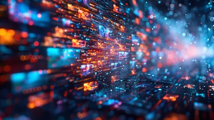 Aufkleber - Futuristic Abstract Technology Background with Vivid Neon Lights