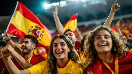 Group of football fans cheering team in the stadium