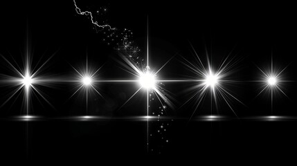 Aufkleber - White transparent light effect set with lens flare, explosion, glitter, line, sun flash, spark and stars. Abstract special effect element design. Shine ray with lightning.