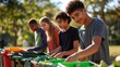 © Ryzhkov - Diverse Group of Teenagers Engaging in Recycling Outdoors on a Sunny Day