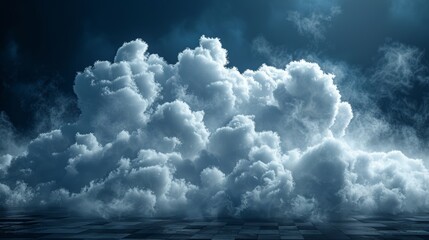 Aufkleber - The clouds or smog over the city are represented by white modern clouds, fog, or smoke on a dark checkered background. The clouds over the city are given a modern representation.