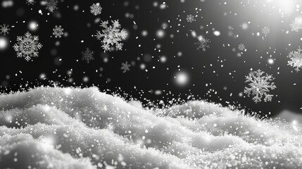 Aufkleber - Winter snowy background. White falling snowflakes. Abstract landscape. Cold weather effect. Fantasy snowfall design. Vague snowflakes on gray background. Modern illustration.