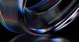 Fototapeta Perspektywa 3d - Abstract colorful shape, dark background design, 3d render