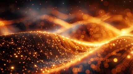 Fototapete - Animated golden lines with a glow effect. Rotating shining rings. Abstract glittering swirls, waves.