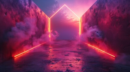 Poster - Light arrows with neon neon background