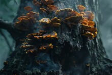 Visual Homage To Chaga Mushrooms, Using A Mix Of Fantastical And Realistic Elements In A 3D CGI Masterpiece That Highlights Their Revered Status In Natural Medicine