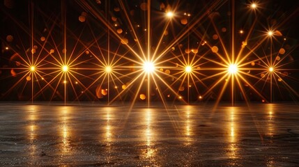 Aufkleber - Set of gold lenses flares isolated on transparent background. Sun flash with rays or gold spotlight and bokeh. Yellow glow flare light effect. Modern illustration.