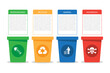 waste types biodegradable, recycled, general, hazardous. Garbage different types icons. recycling infographic. isolated on white background. vector illustration in flat style modern design.