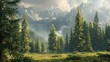 Pine forest wilderness. Generative AI