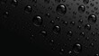 Rain droplets on black window background. Abstract wet texture, scattered pure aqua blobs pattern Background with reflections of light on dark glass. Realistic 3D modern illustration.