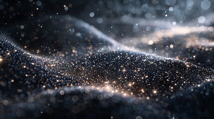 Leinwandbilder - Modern illustration of silver glitter brush strokes, stars dust lines, and luxury shimmery particles.