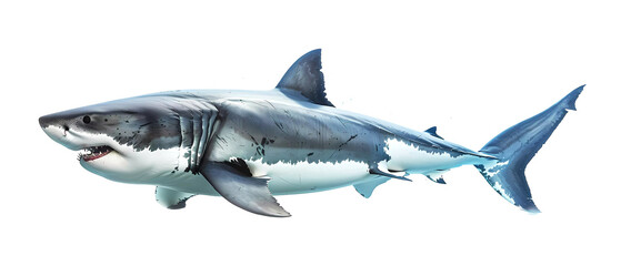 Wall Mural - Great white shark on transparent background. Generative ai design art.