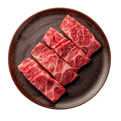 Canvas Print - A plate of uncooked meat on a transparent background