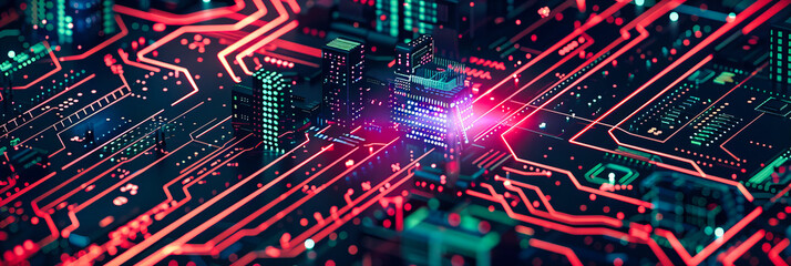 Digital Network Concept, Abstract Technology Background, Futuristic Circuit Design, Modern Communication Engineering