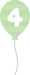 Pastel numbered balloon illustration, green number four. Baby and kids party decoration.
