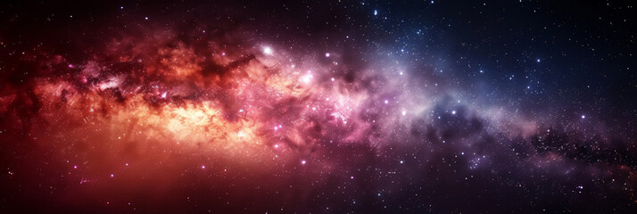 Wall Mural - background with space, clouds streak across the red milky way, galaxy with stars on night starry sky