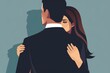 Illustration of woman expressing discomfort in an unwanted hug