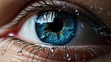 AI Generated Illustration Of Close-up Macro Image Of A Blue Human Eye