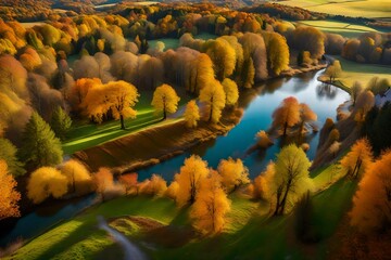 Wall Mural - landscape with river and trees
