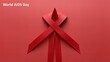 AI generated illustration of a World AIDS Day poster in Origami style on a red background