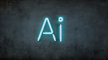Wall Mural - AI generated illustration of neon letters spelling the word Ai on a dark background