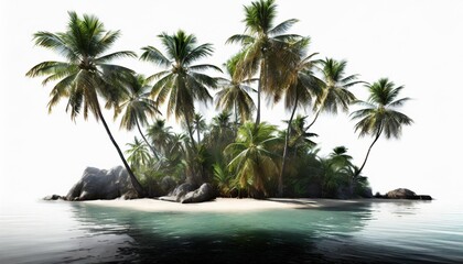 set of tropical island with palm trees isolated on white and transparent background ai generate