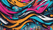 An abstract wallpaper with graffiti-inspired artwork, incorporating bold colors and dynamic brush strokes to create a vibrant urban aesthetic ULTRA HD 8K